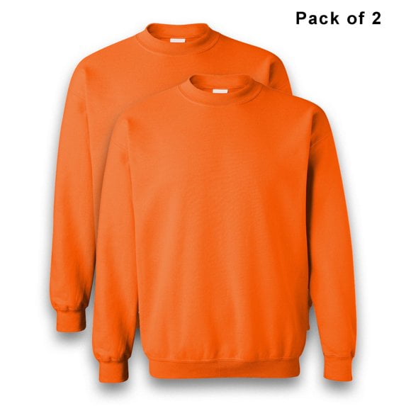 Gildan High Visibility Safety Sweatshirt for Adult Work Wear - 2 Pack Size-S, Fleece Cozy 50/50 Cotton/Poly Hi Vis Reflective Safety Orange Sweatshirt