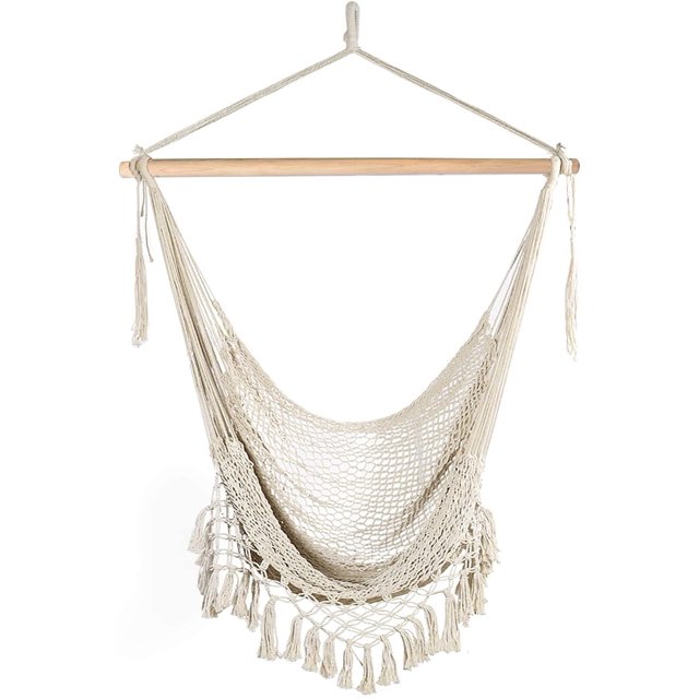 Hammock Chair Super Large Hanging Chair Soft-Spun Cotton Rope Weaving Chair