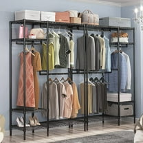 UWR-Nite Garment Rack, Heavy Duty Clothes Racks with 3 Hanging Rods, 4 Tiers Wire Shelving Clothing Rack Freestanding Closet Metal Wardrobe Closet Rack, Max Load 650LBS