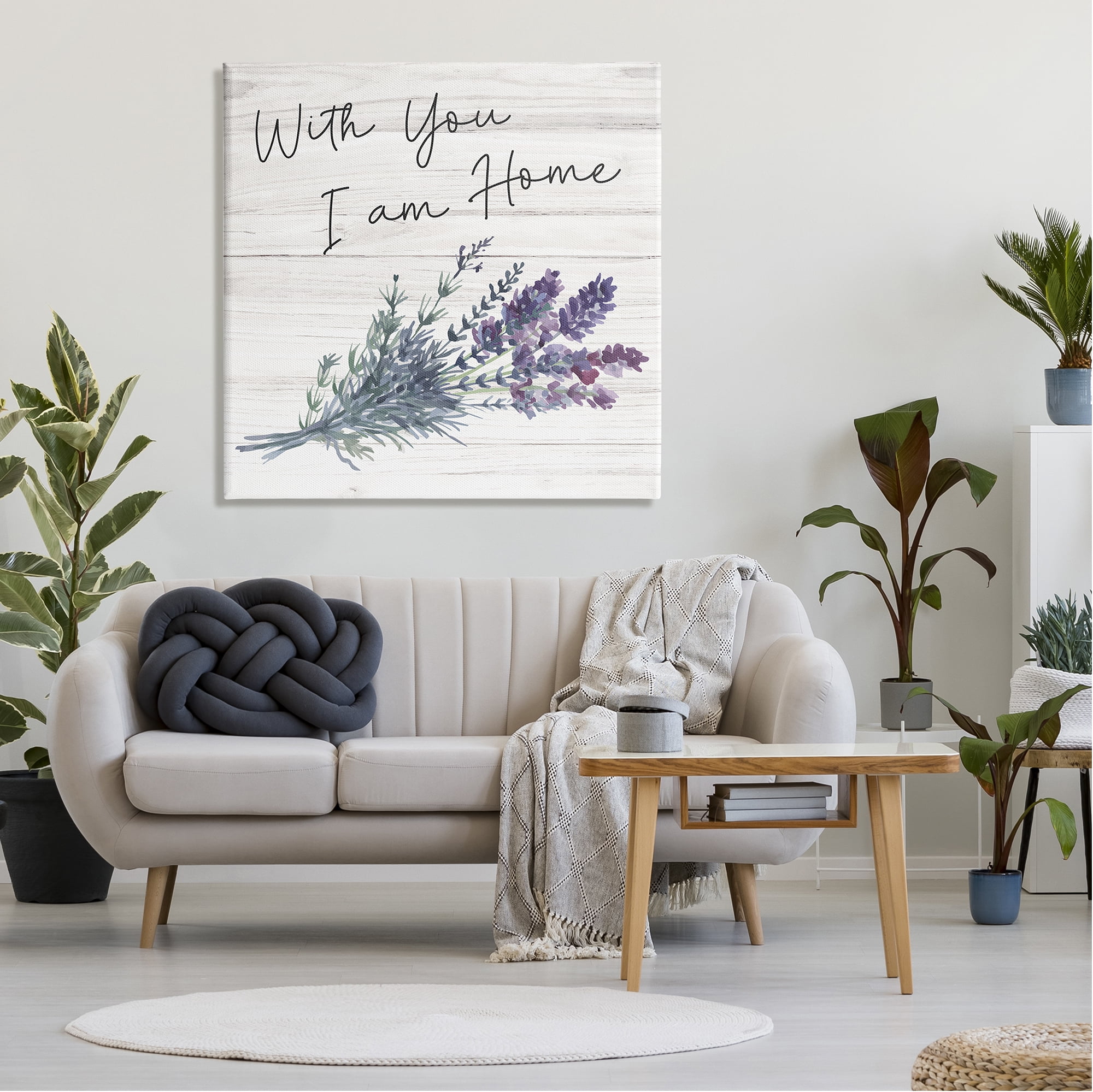 Stupell Industries With You I'm Home Inspirational Family Sign Blue Hyacinth Florals, 36 x 36, Design by ND Art