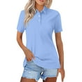 thumbnail image 2 of vigerkar Womens Polo Shirts Short Sleeve Summer Work Business Lapel Collared Tops Dressy Casual Button Cotton Golf Blouse Light Blue, S, 2 of 5