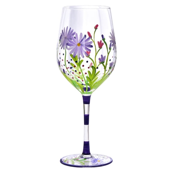 MOPOOR Spring Hand Drawn Wine Glasses Painted Red Wine Glasses Glass High Footed Glasses Watercolor Wine Glasses and Novel,for Graduation Wedding Mother's Day Birthday Drinking Party Favors Gifts