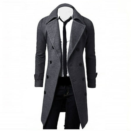 DZT1968® Winter Men Slim Stylish Trench Coat Double Breasted Long Jacket Parka