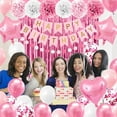thumbnail image 5 of Party Decorations Balloons Banners Happy Birthday Kit Pink Party PomPom Flower Confetti Ribbons Foil Fringe Curtain Girls Women Décor Supplies, 5 of 7