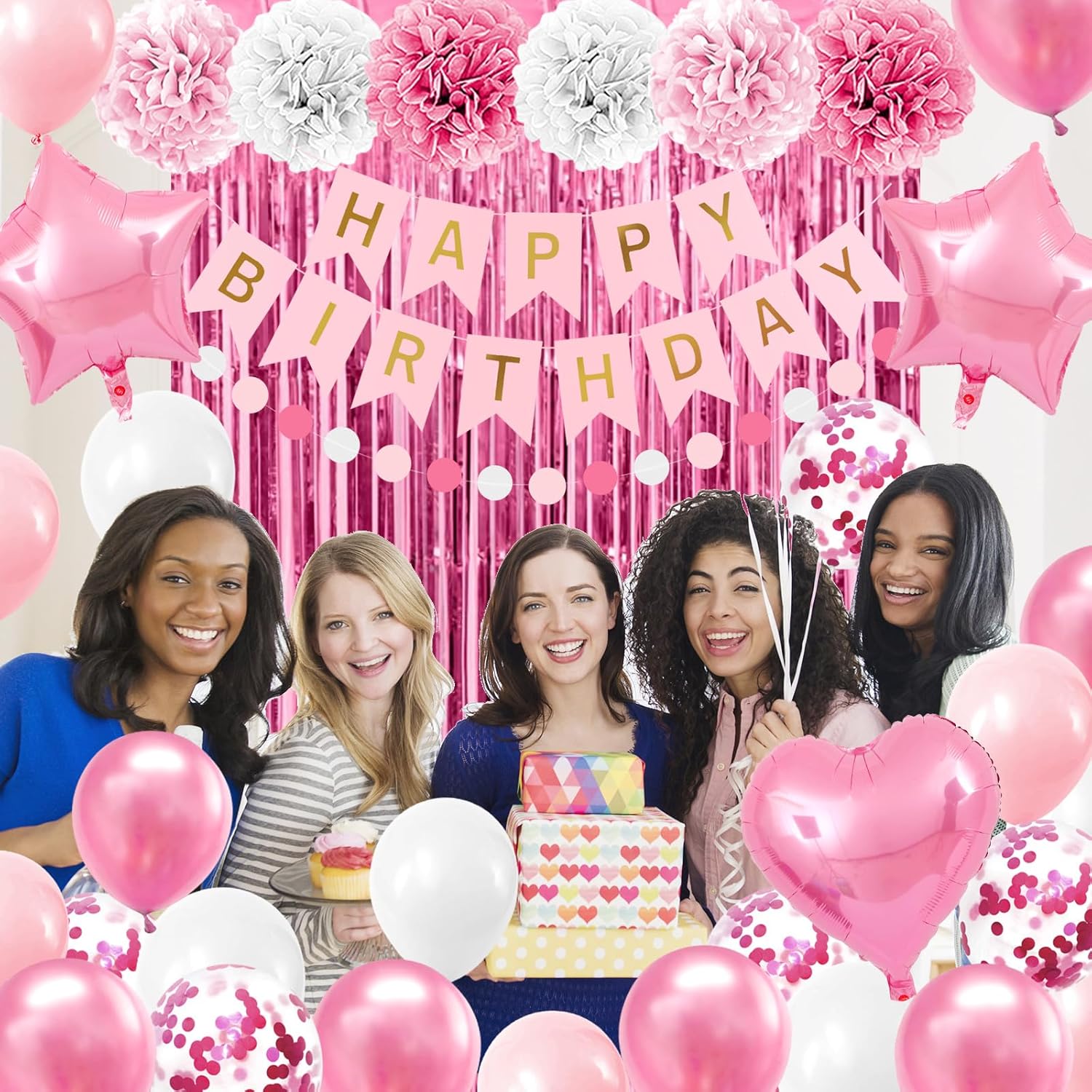 FOTENG Pink Birthday Party Decoration Kit photo 7