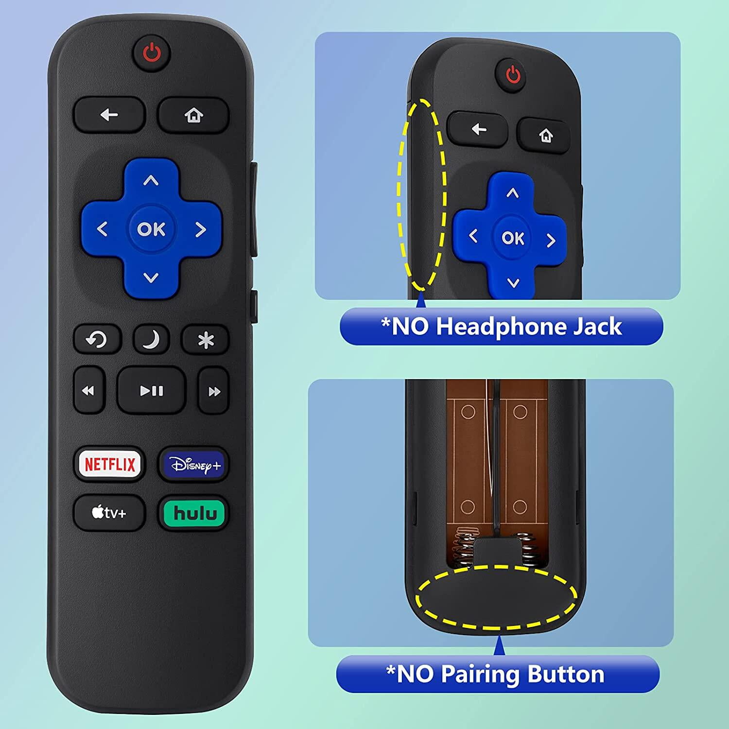 On Replaceent For All Roku TV Reote, Universal For