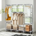 thumbnail image 6 of Portable Closet, Extra Large Wardrobe with Zippered Cover, 4 Hanging Rods & 8 Shelves, Sturdy Storage Organizer for Home, 6 of 7