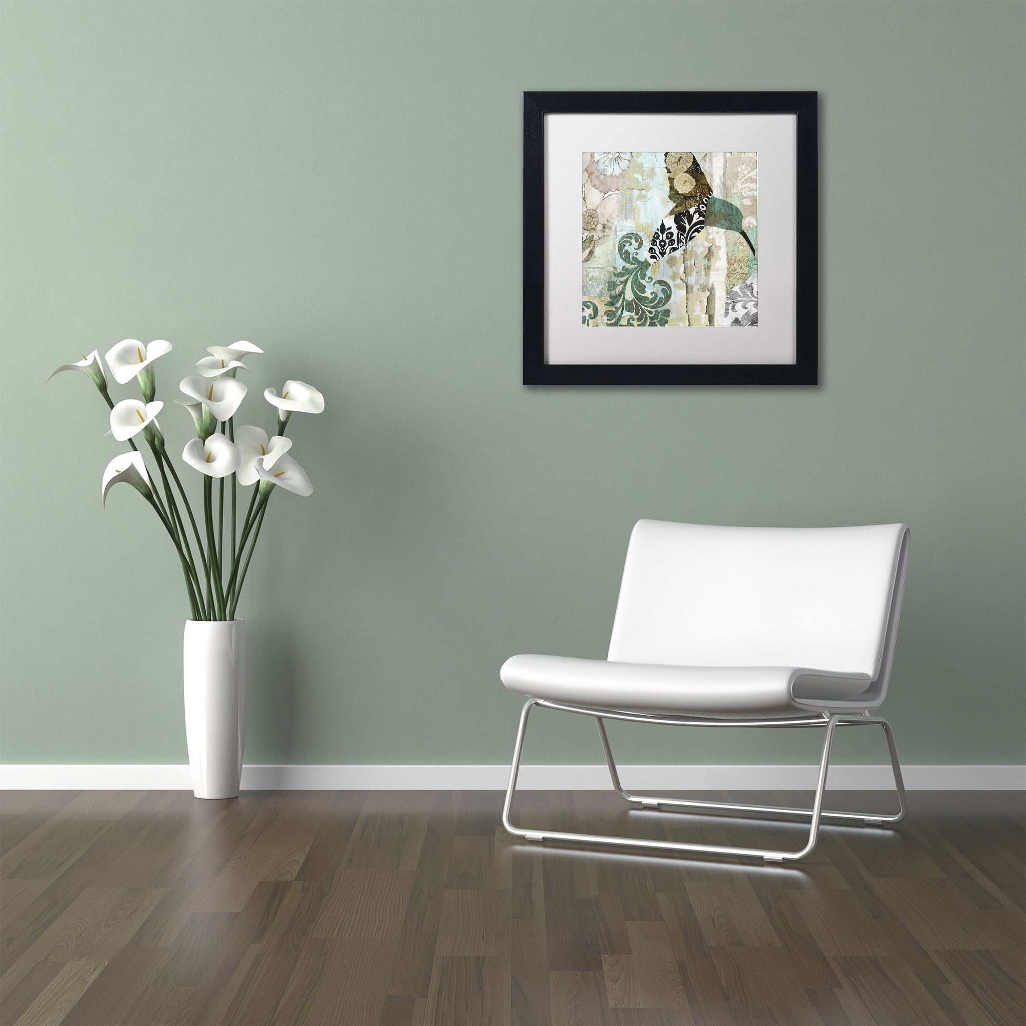 Trademark Fine Art "Hummingbird Batik I" Canvas Art by Color Bakery White Matte, Black Frame