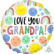 17 inch Love You Grandpa Happy Faces Foil Mylar Balloon - Party Supplies Decorations