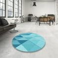 thumbnail image 4 of Ahgly Company Machine Washable Indoor Round Transitional Dark Turquoise Green Area Rugs, 8' Round, 4 of 7