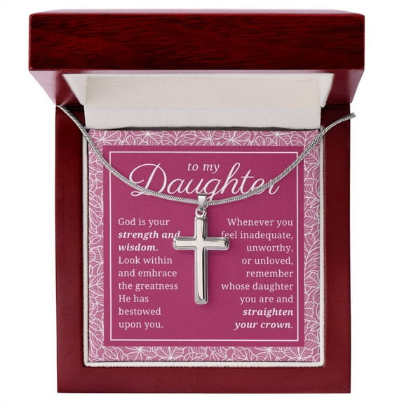 Gift For Daughter, Confirmation or Baptism Embrace the Greatness Stainless Steel Cross Necklace