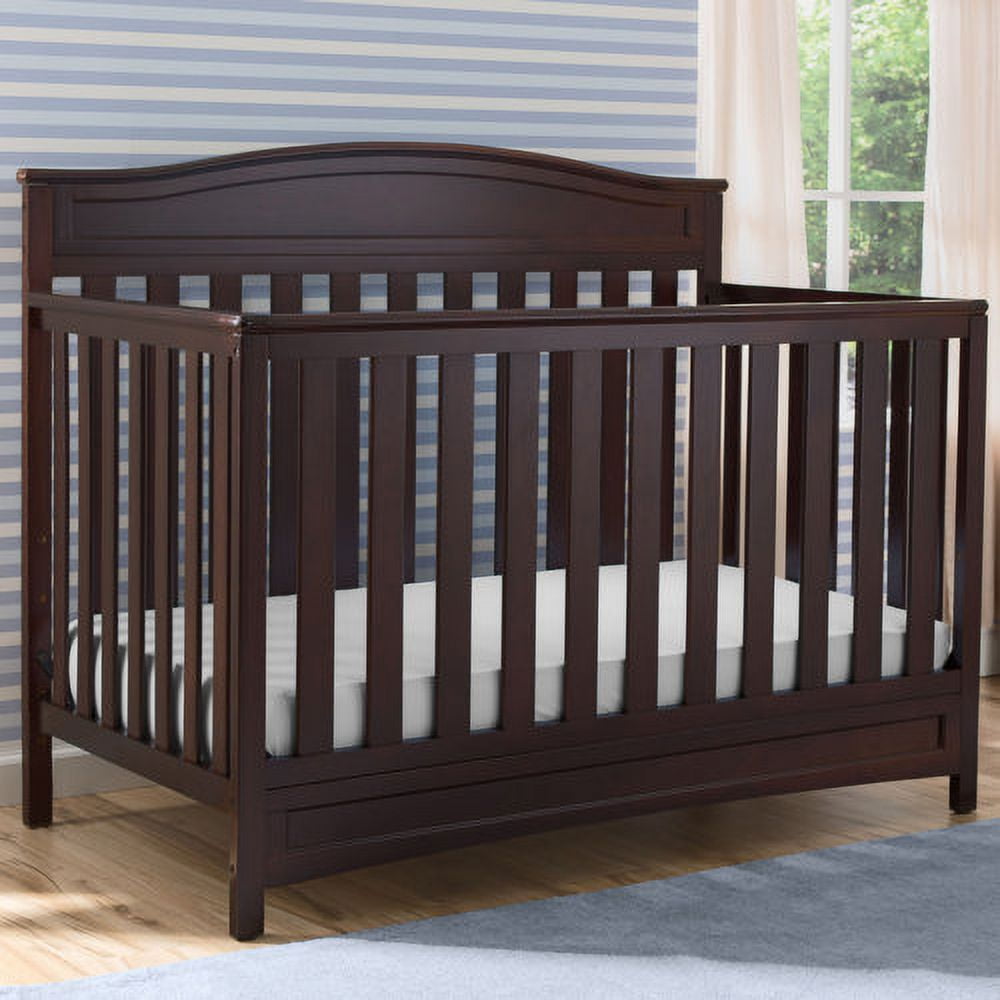 Delta Children Emery 4-in-1 Convertible Baby Crib - Greenguard Gold Certified - Converts to Toddler Bed, Daybed, Full Size Bed - 3 Adjustable Heights - Easy to Assemble Wooden Crib, Dark Chocolate