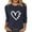 Navy A, variant on Women 3/4 Sleeve Sweater Tops Heart Printed Crew Neck Rib-knit Pullover Casual Tee Shirt Valentines Day Clothes (XL, Black C)