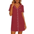 thumbnail image 3 of Bovxnpu Womens Nightgowns Sleepshirts Nightshirts Pajama Dress Button Down Sleep Dress Casual Collared Pocketed Short Sleeve Sleepwear, 3 of 8