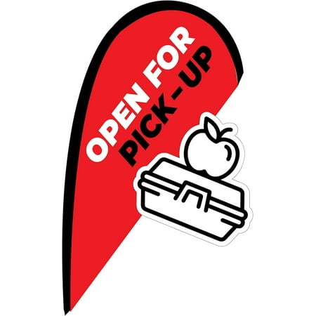 Indoor Outdoor Double Sided Window Flag for Business Sign Drive Thru, Delivery, Pick Up, Business and We are Open Small 3D Flag Kit for Small Business (Take Out)