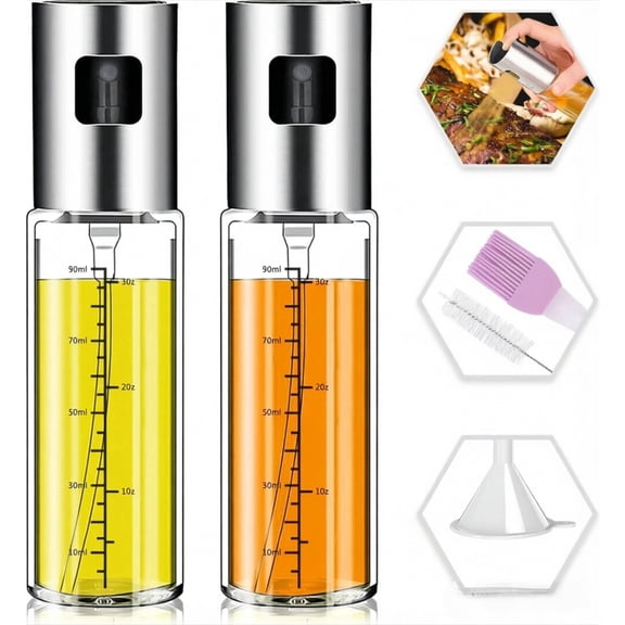 2 Pack Refillable Oil Sprayer with Scale – Olive Oil Mister for Cooking, Air Fryer, Salad, BBQ & Baking
