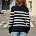 thumbnail image 4 of Arnsht Womens Cute Crewneck Color Block Striped Long Sleeve Pullover Sweater Lightweight Thin Sweater Spring Fall Clothes Blue L, 4 of 4