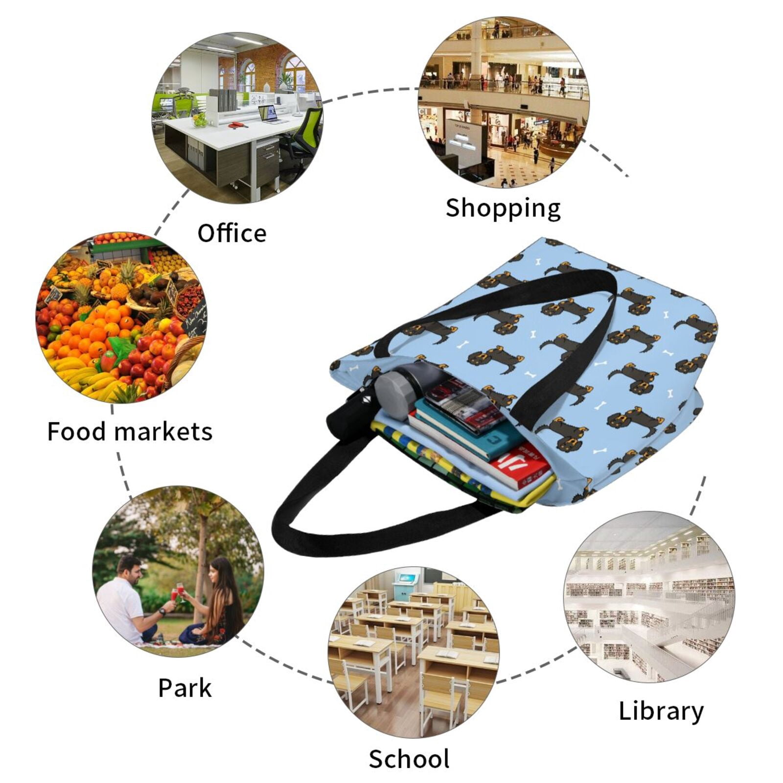 Ratiio Dachshund Dog Print Shoulder Bag for Women, Polyester Crossbody Purse Lightweight Handbag for Daily Travel and Casual Use