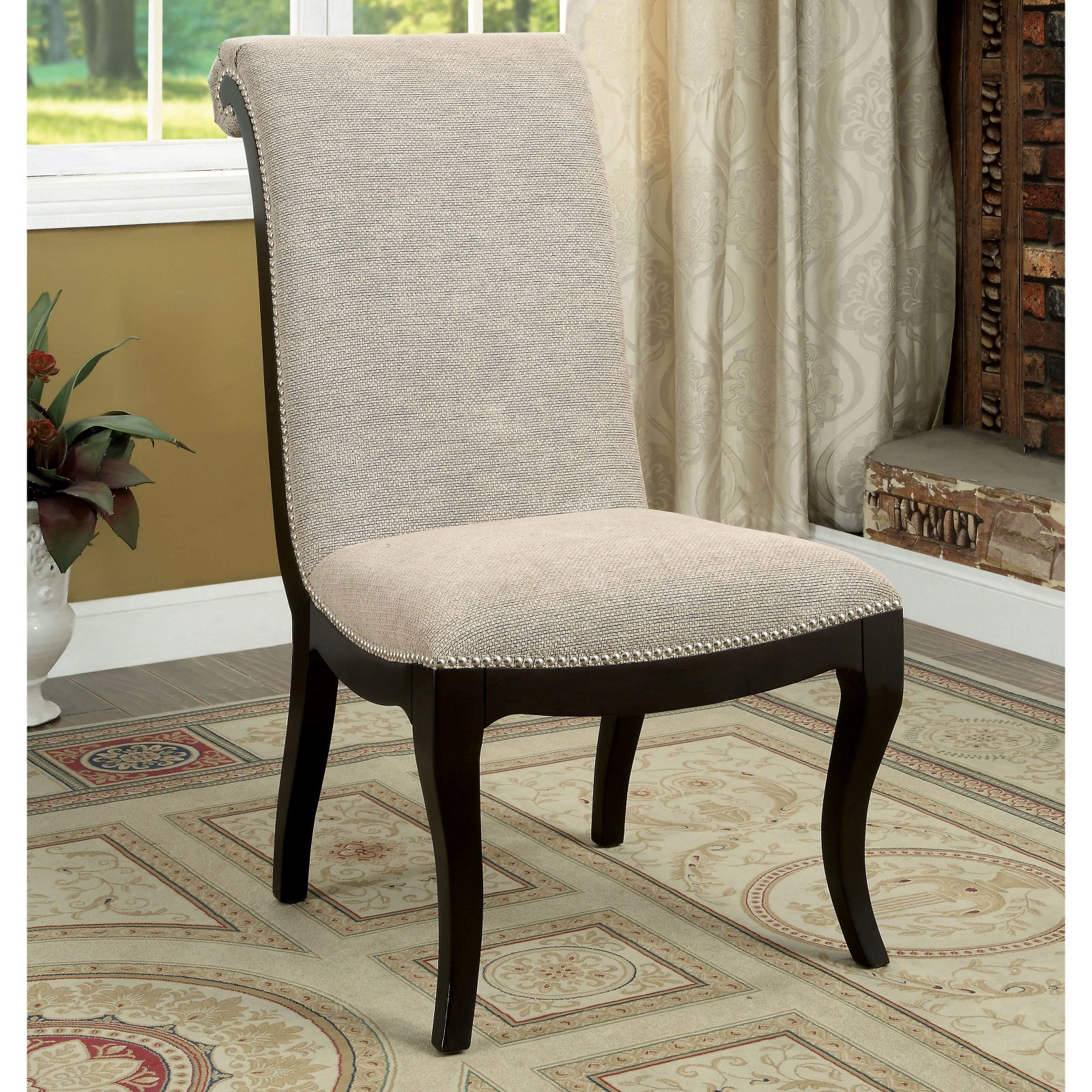 Furniture of America Cecille Scrollback Dining Side Chair Set of 2