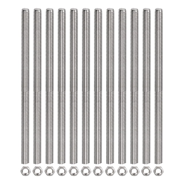 Unique Bargains 12Pack M6 x 200mm Fully Threaded Rod w 12Pack Hex Nuts, 1mm Pitch 304 Stainless Steel Right Hand Threaded Rod