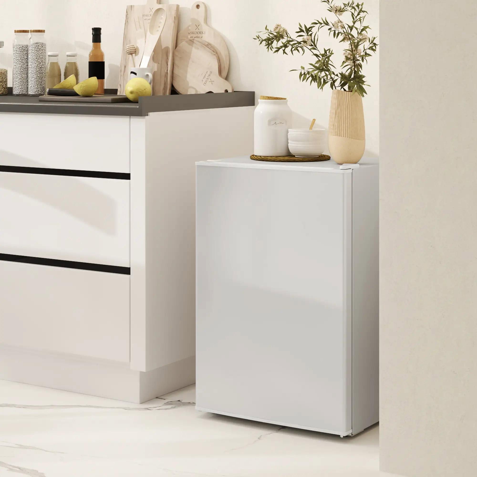 Resenkos 2.5 Cu.Ft Mini Fridge, Single Door Compact Refrigerator with Freezer, Reversible Door, White