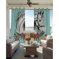 thumbnail image 6 of Cartoon Horse Blackout Curtains for Bedroom Living Room Darkening Curtains 90 Inch Modern Minimalist Animals Flower Plant Green Black Out Window Curtain Privacy Window Treatment Drapes 52"x90"x2, 6 of 9