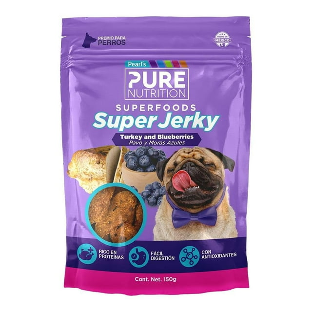 Premios para Perro Pearl's Pure Nutrition Super Jerky Pavo y Moras Azules 150 g