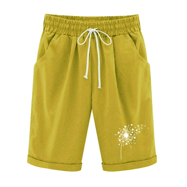Mujeres Pantalones Cortos Casual, Cintura Elástica Día de la Independencia de la Impresión Pantalones Cortos con Cordón con Bolsillos para Verano Primavera de Uso Diario, Pantalones Cortos de Verano P