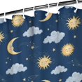 thumbnail image 3 of Dark Blue Sun Moon Cloud Star Pattern Shower Curtain 36"x72" ,Bathroom Decorative Shower Curtains Set with 12 Hooks,Modern Waterproof Washable Shower Curtain, 3 of 6