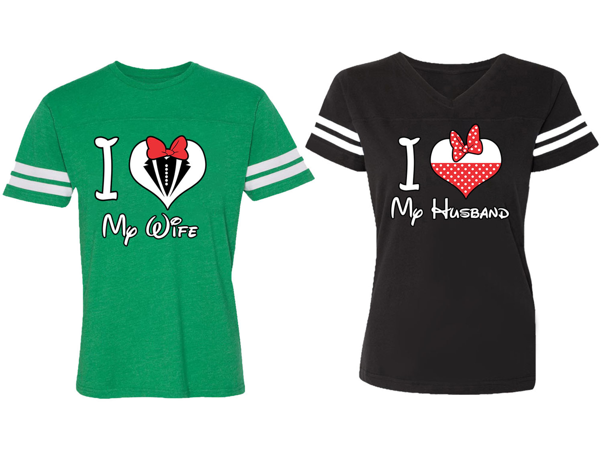 I Love My Husband Wife Matching Couple Cotton Jerseys (Men Green