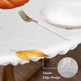 thumbnail image 3 of Fall Orange Green Pumpkins Round Tablecloth, Fitted Table Cover with Elastic for 36"-44" Round Tables, Thanksgiving Maple Leaf Table Cloth Outdoor Indoor Dinning Party Waterproof Tablecloths, 3 of 7