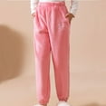thumbnail image 5 of fnnxnal Big Girls Pink Warm Polyester Pants - Teddy Bear Embroidered, Elastic Waist, Cuffed Ankles, Size 7-8T, Wrinkle-Resistant Lounge/Sleepwear, 5 of 5