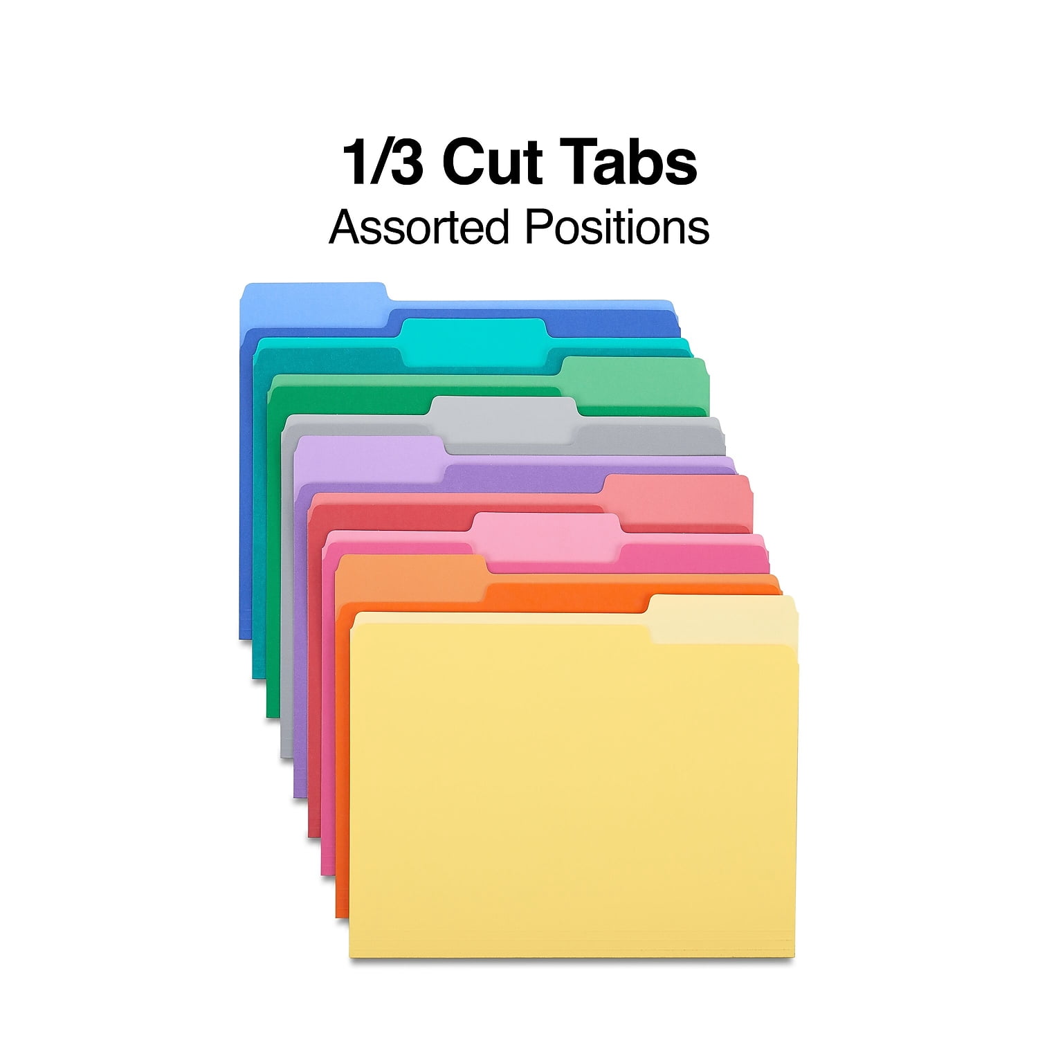 MyOfficeInnovations Top-Tab File Folders 1/3 Cut Asst Ltr Holds 8 1/2x11 250/Bx 502678