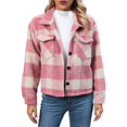 thumbnail image 1 of Heiheiup Women's Casual Fashion Jacket Short Plaid Fleece Button New Woolen Jacket Jacket Jacket, 1 of 9