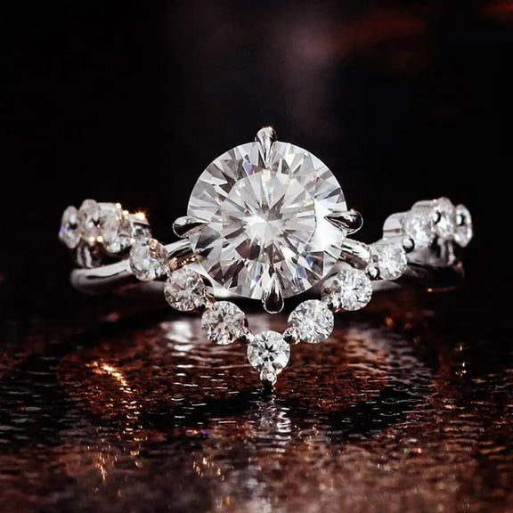 solitaire jewels 1CT Round Moissanite Twisted shank Engagement Ring For Women, 14K Yellow Gold