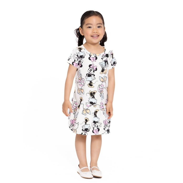 Minnie Mouse Toddler Girl Short Sleeve Drop Waist All Over Print Dress Sizes 12M 5T Walmart