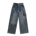 thumbnail image 2 of KVPLBQFD Baggy Jeans for Girls High Waisted Straight Pants Kids Fashion Grunge Wide Leg Trousers Teens Casual Loose Denim Pants Streetwear Clothes, 2 of 8