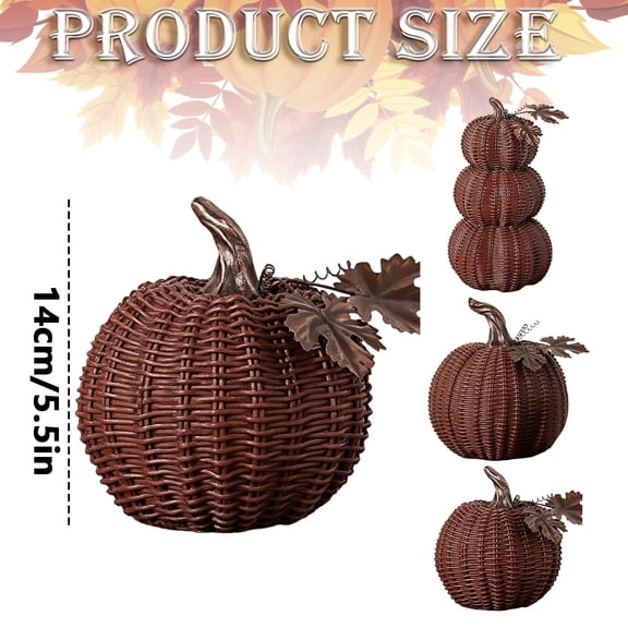 14cm Resin Pumpkin Figurines with Woven Texture Fall Decor Autumn Decor Halloween Thanksgiving Decorations for Home