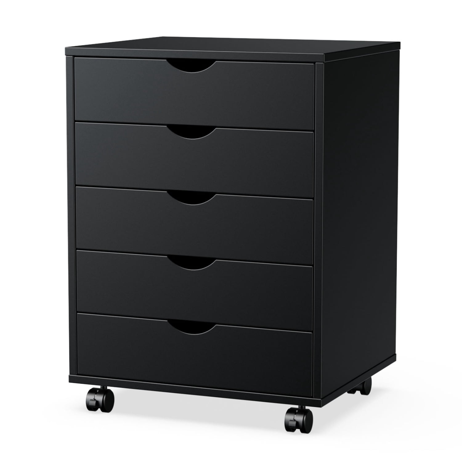 5 Drawer Mobile File Cabinet with Wheels, Under Desk Storage Organizer for Bedroom/Office/Home, Black