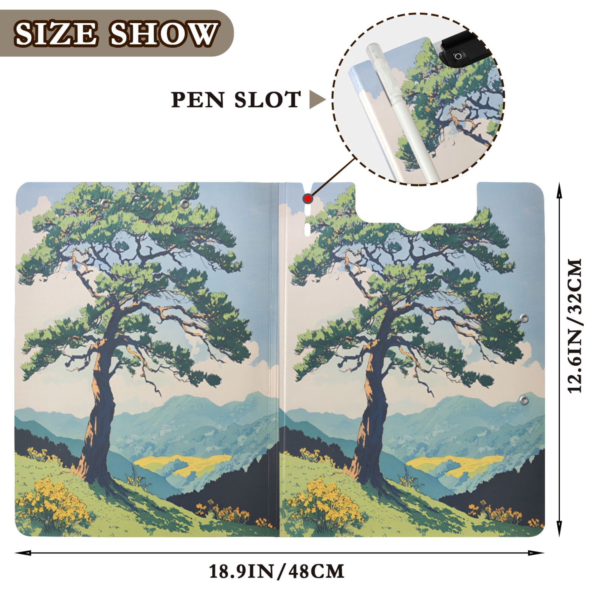 FORMRS A4 Clipboard Folder with Pen Holder Horizontal Foldable School Office Binder, Mounatin at Dawn