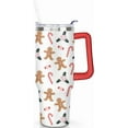 thumbnail image 2 of Christmas Gingerbread Man 40oz Tumbler Cup with Handle and Straw, Cute Xmas Candy Gifts for Women Men, Winter Holiday Stainless Steel Water Bottle 1PC, 2 of 6