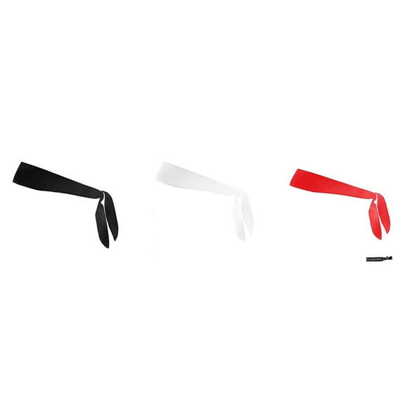 Kenz Laurenz Sports Headbands Tie Back 3 Moisture Wicking Athletic Head Sweat Band Basic Colors