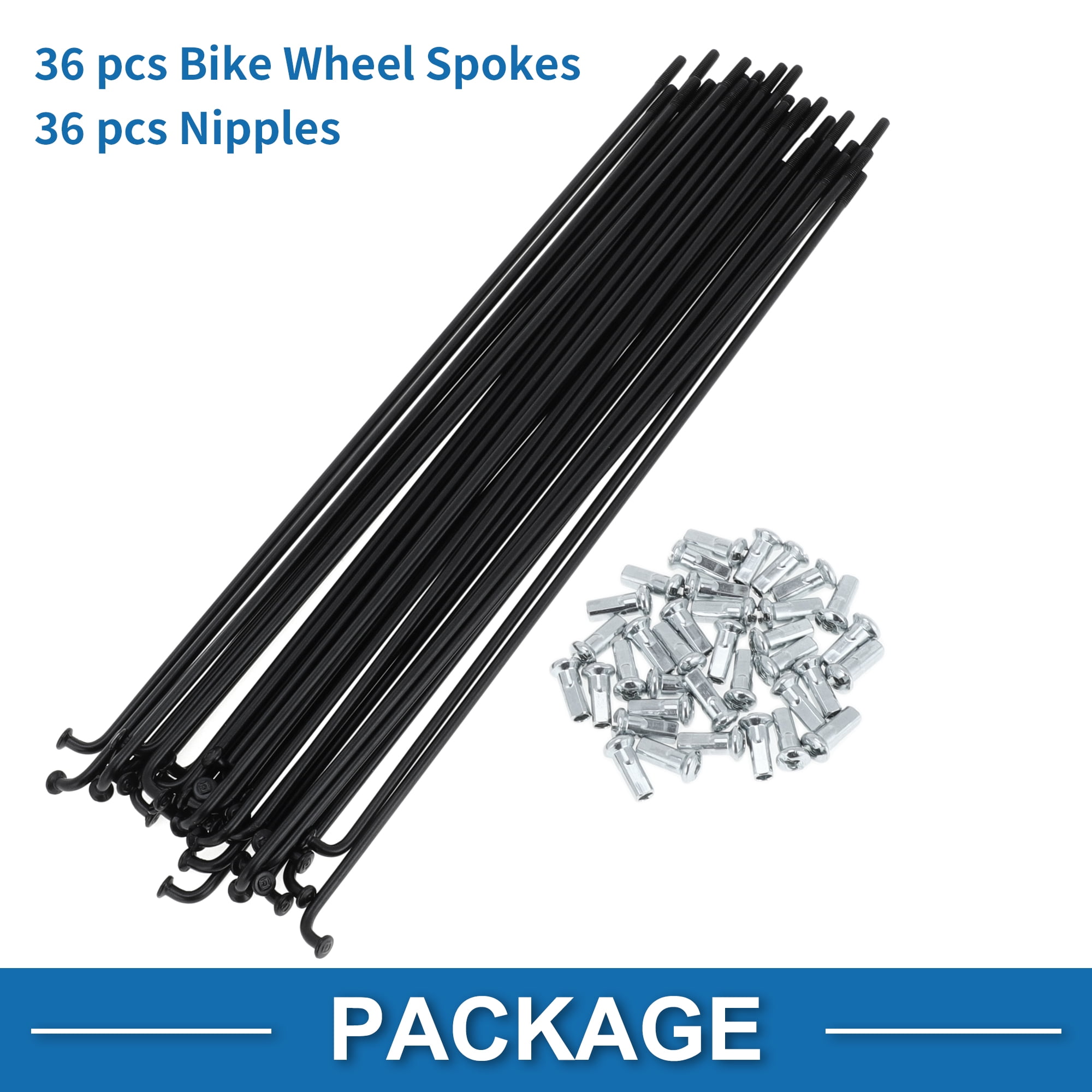 Unique Bargains 36Pcs Bicycle Spokes 12G Bike Wheel Spokes Carbon Steel Black 8.07"
