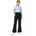 thumbnail image 2 of HILEELANG Girls Flare Pants with Pockets, Stretch Pull-On School Pants, Black, 2 of 11