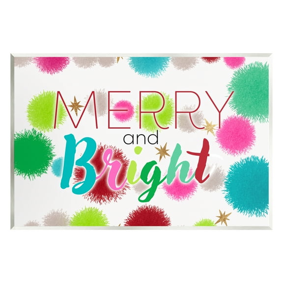 Stupell Industries Merry & Bright Bold Holiday Phrase Holiday Painting Unframed Art Print Wall Art