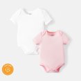 thumbnail image 3 of PatPat Baby Girl Clothes 2-Pack Baby Rompers Dinosaur Solid Color Short Sleeve Cotton Romper, 中性宝宝9-12月, 3 of 6