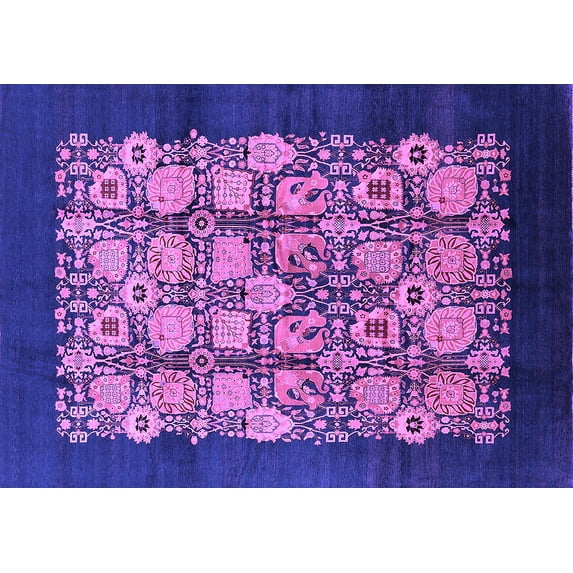 Ahgly Company Indoor Rectangle Oriental Purple Industrial Area Rugs, 8' x 12'