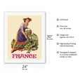 thumbnail image 2 of France - Picking Grapes in French Wine Vineyard - Vintage Travel Poster by Len Oehmen c.1960s - Fine Art Rolled Canvas Print 20in x 26in, 2 of 4