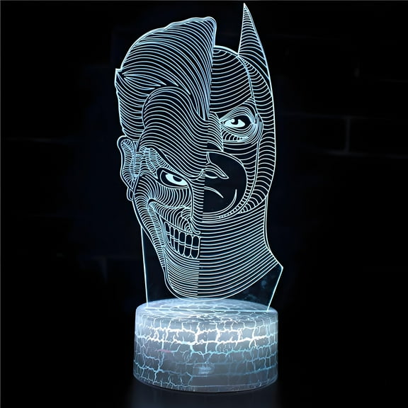 Batman 3D Illusion Platform Night Lights Touch Switch 16 Color Change USB Power LED Desk Lamp for Home Decorations or Holiday Gifts