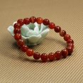 thumbnail image 3 of Natural Red Banded Agate Handmade Gemstone 8mm Round Beads Elastic Bracelet 7" Unisex, 3 of 4